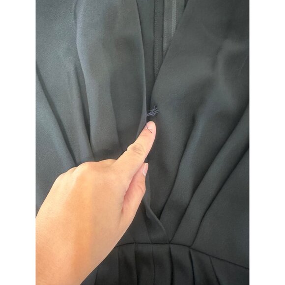 Vintage Albert Nipon 100% Silk Long Dress 6 Black V-neck Long Sleeves Morticia - Picture 5 of 16